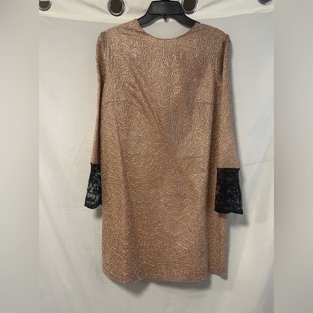 NWT Heidi Merrick Gold Shift Dress W/Lace Size 8